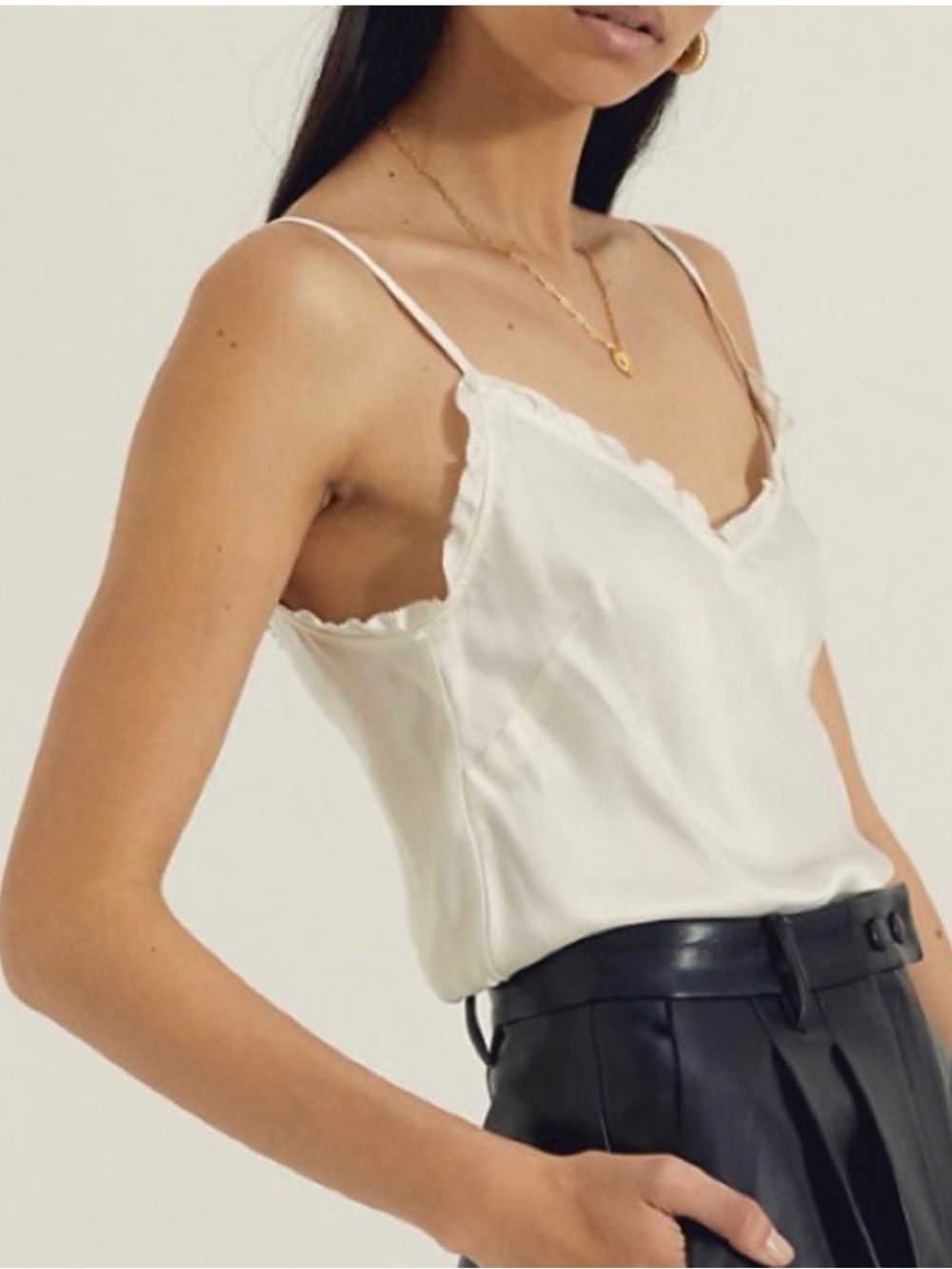 Wilfred Cream Satin Ruffle Cami